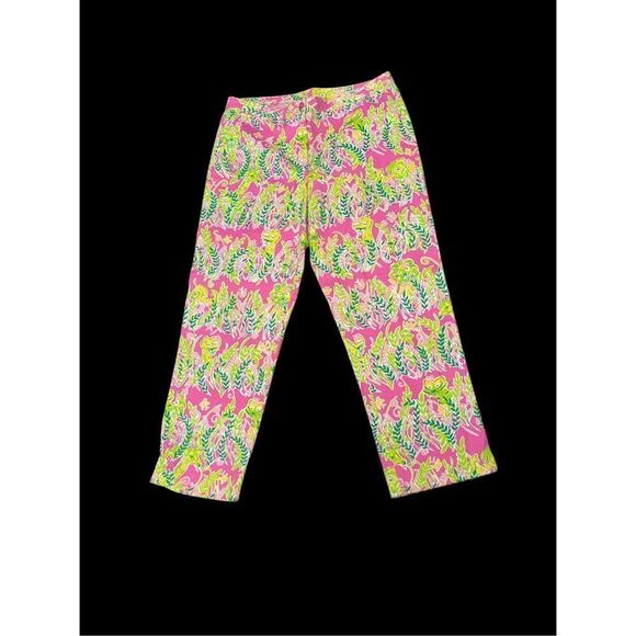 BEAUTIFUL WOMEN Rare PINK & GREEN Lilly Pulitzer cropped pants size 6 - Picture 2 of 7